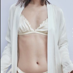 zara silk bralette ruffled